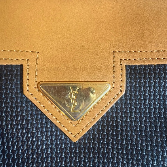 Yves Saint Laurent Tan and Black Woven Clutch - Picture 2 of 5
